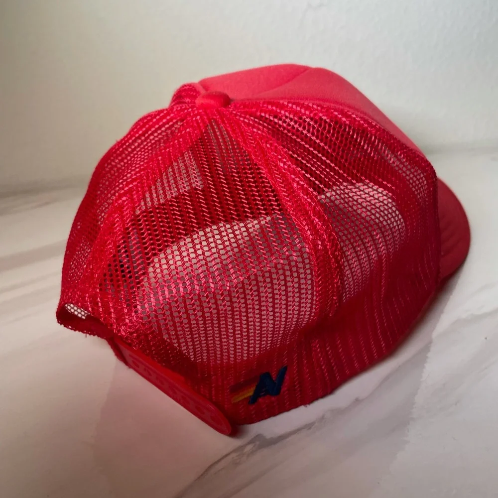 Aviator Nation Red Trucker Hat with Yellow Lightning Bolt
